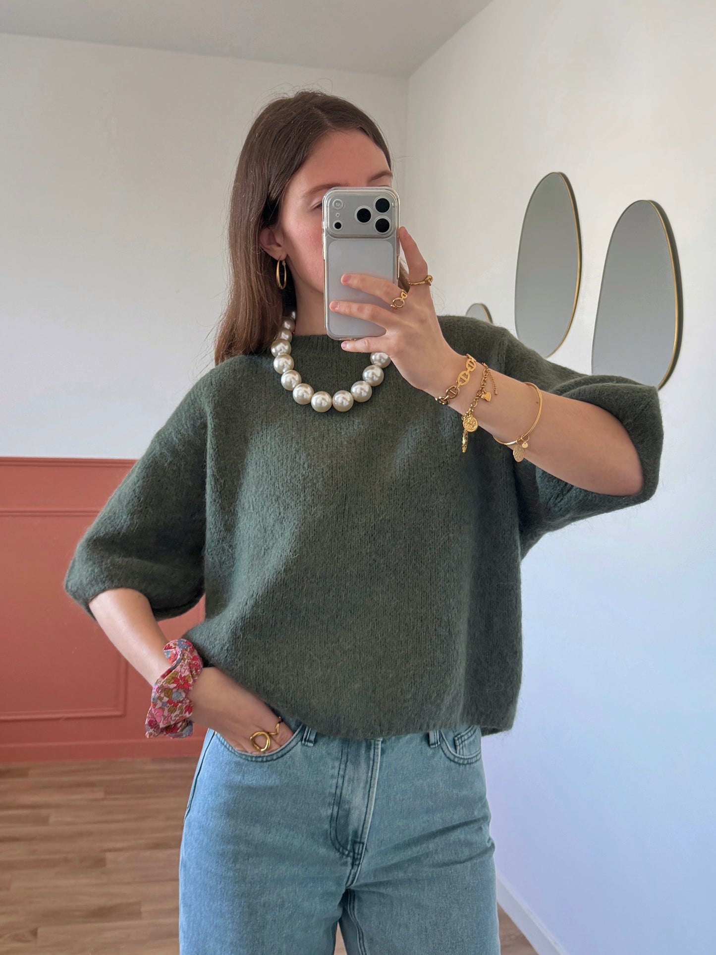 Pull manches courtes LANA kaki