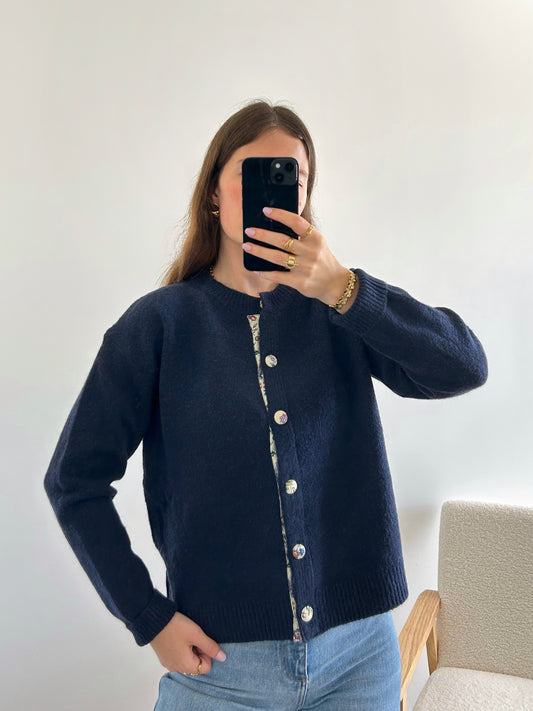 Cardigan ELISA bleu marine