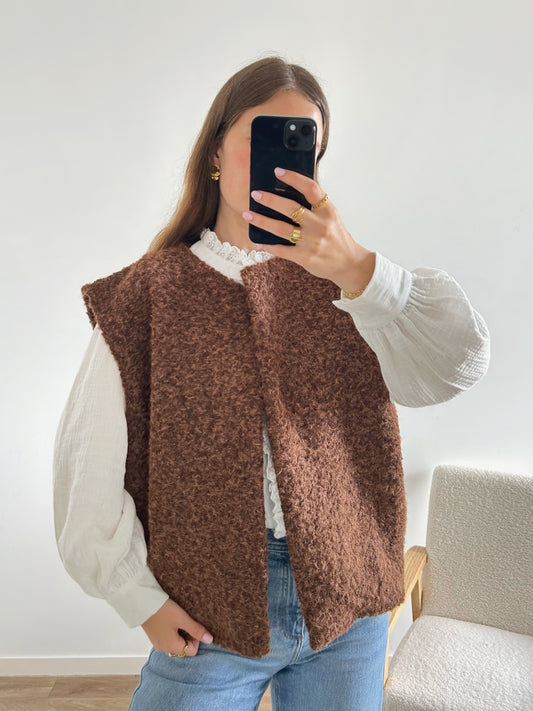 Veste sans manches LINA chocolat