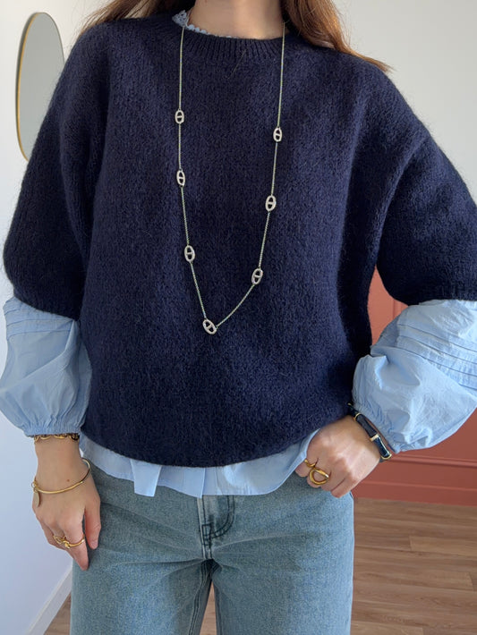 Pull manches courtes LANA bleu marine