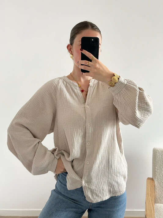 Chemisier gaze de coton LINE beige