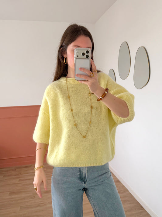 Pull manches courtes LANA jaune clair