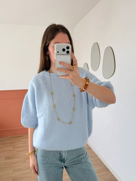Pull manches courtes LANA bleu clair