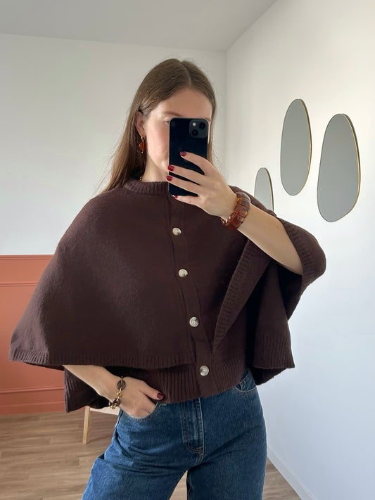 Pull cape PAULA chocolat