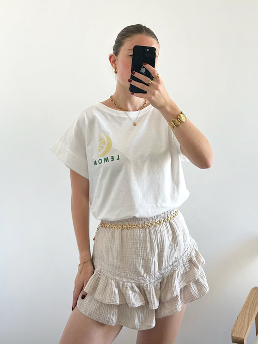 Jupe-short gaze de coton LINE beige