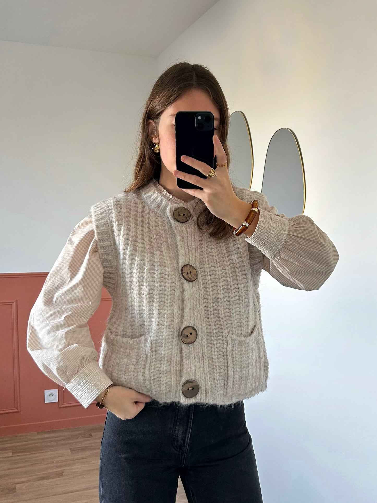 Cardigan sans manches JULIE écru