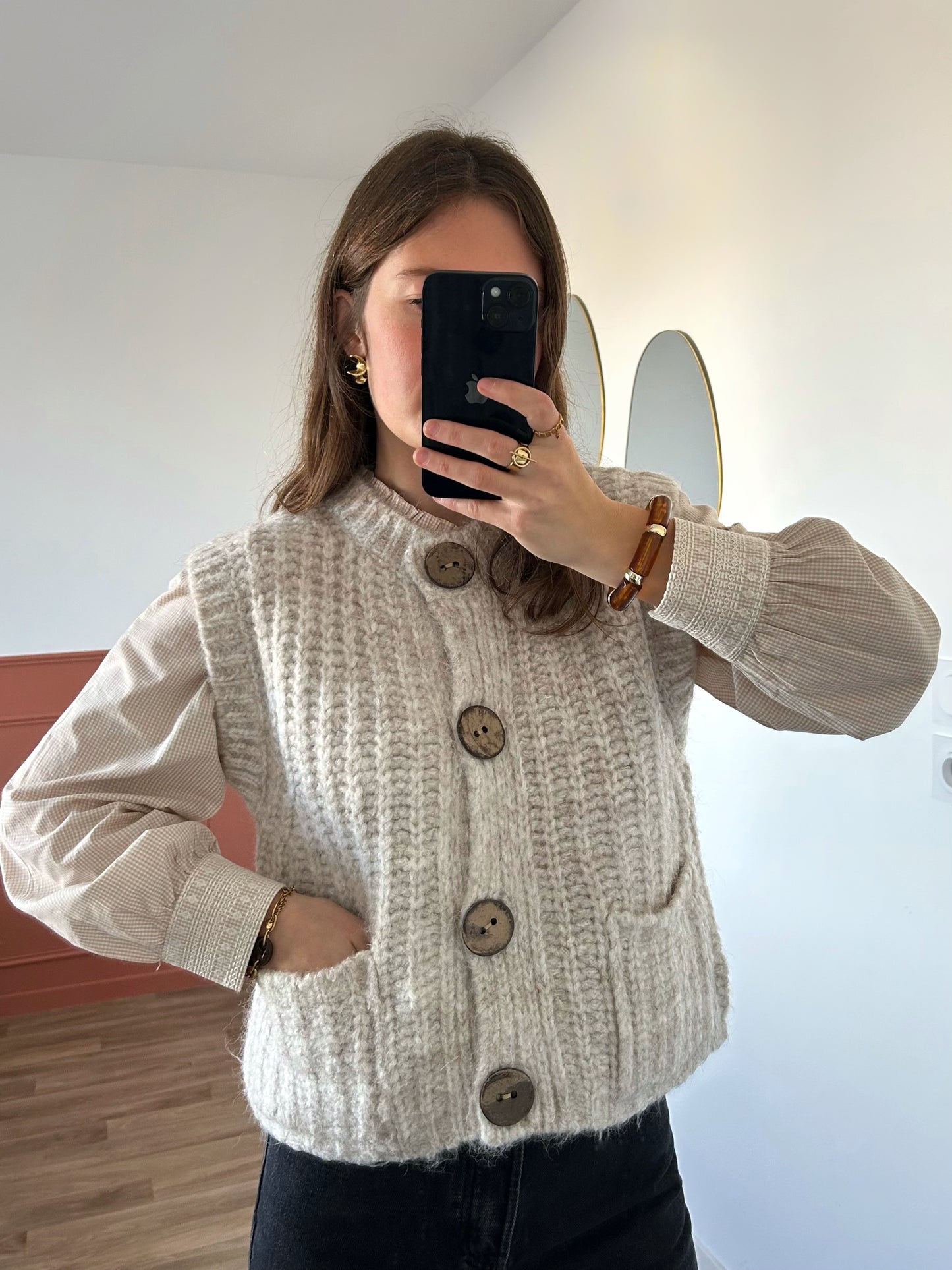 Cardigan sans manches JULIE écru