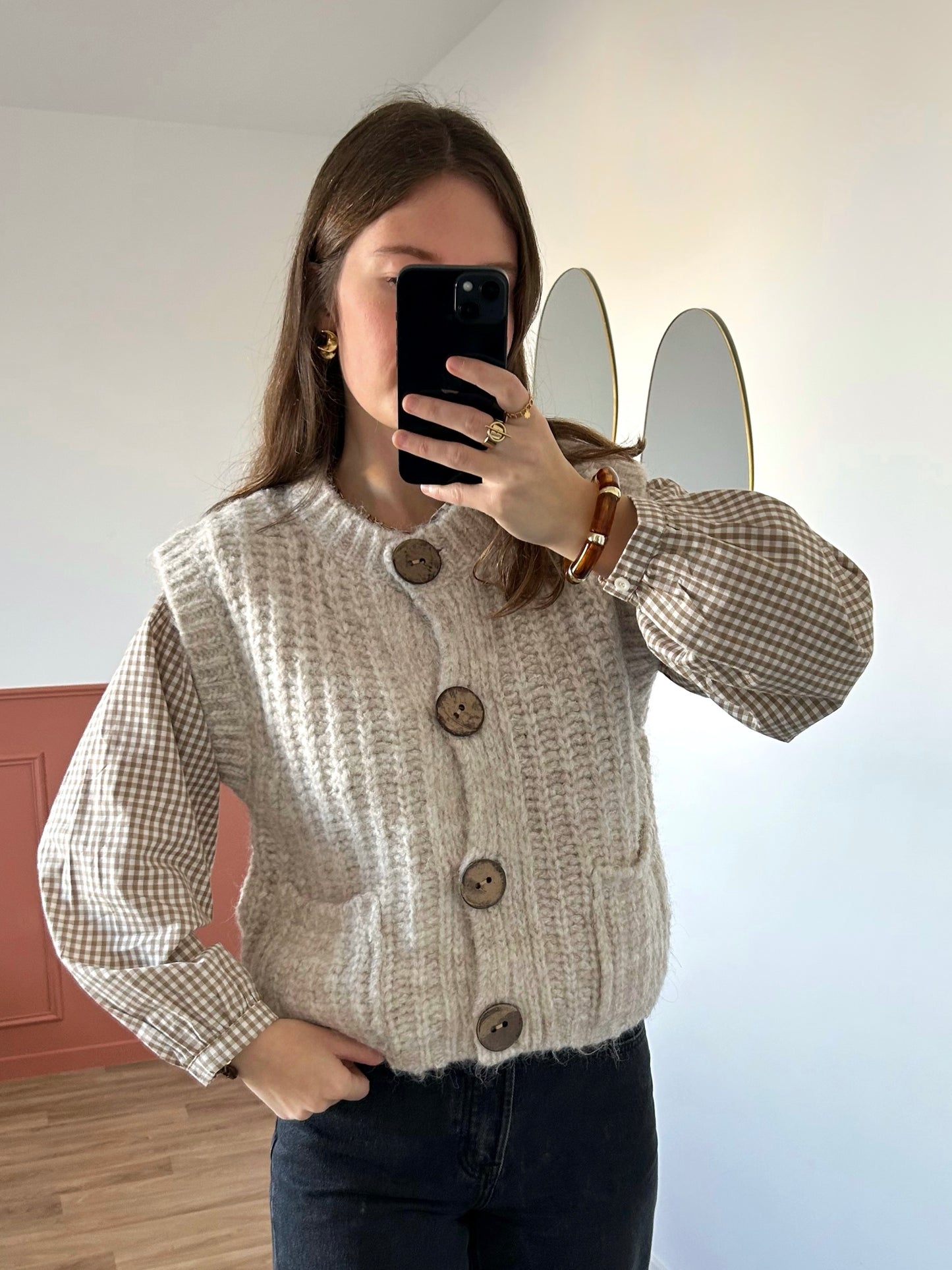 Cardigan sans manches JULIE écru