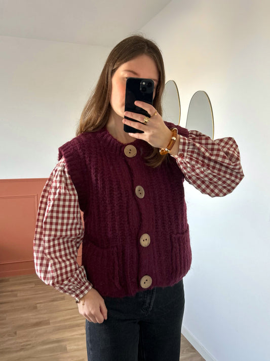Cardigan sans manches JULIE bordeaux